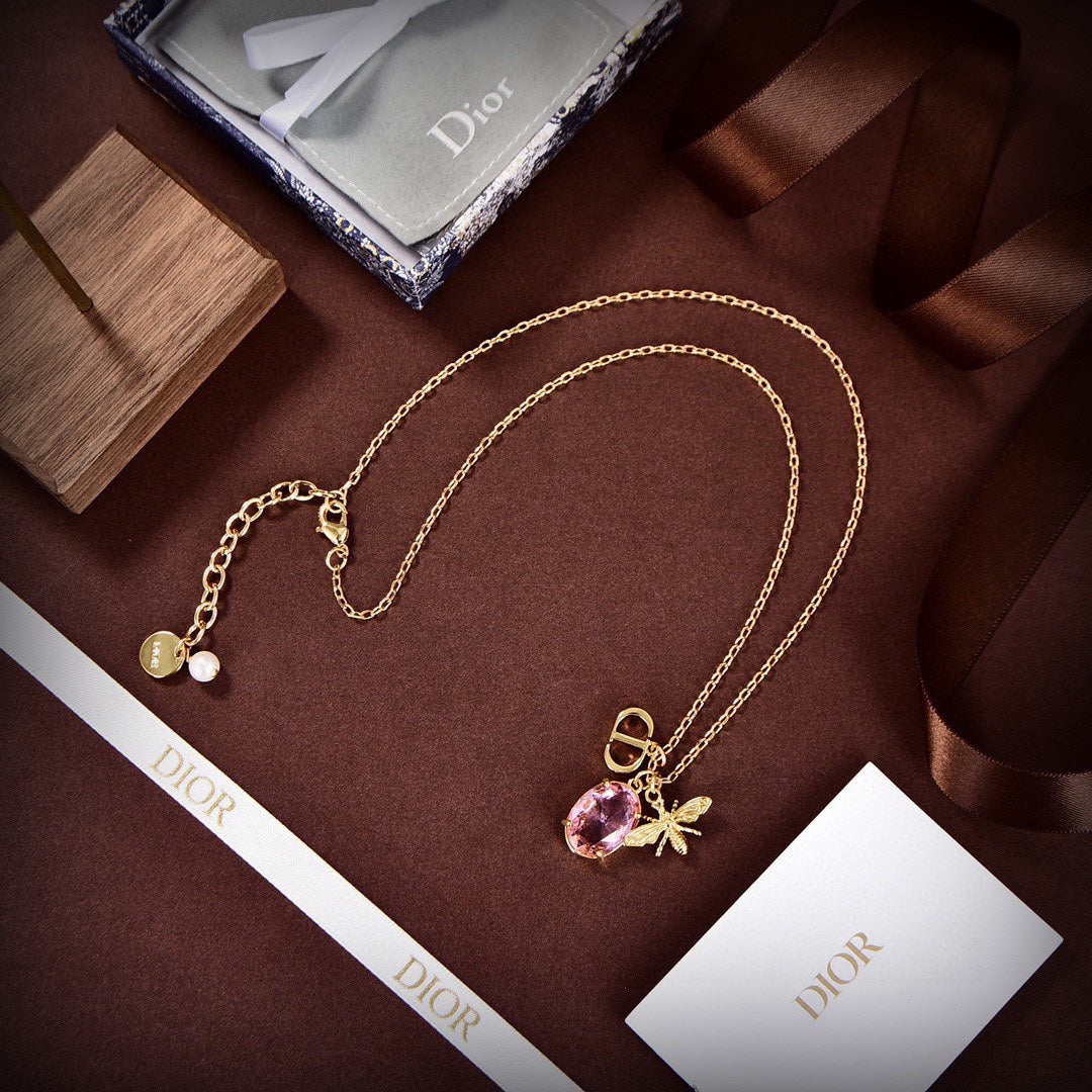 Dior Petit CD Pink Crystal Necklace