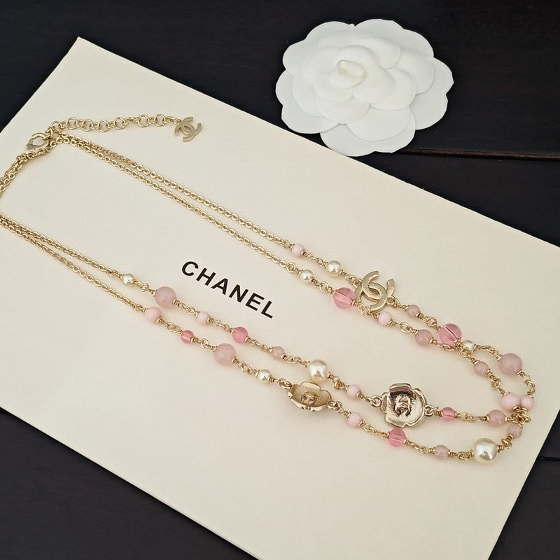Chanel Pink Pearl Long Necklace