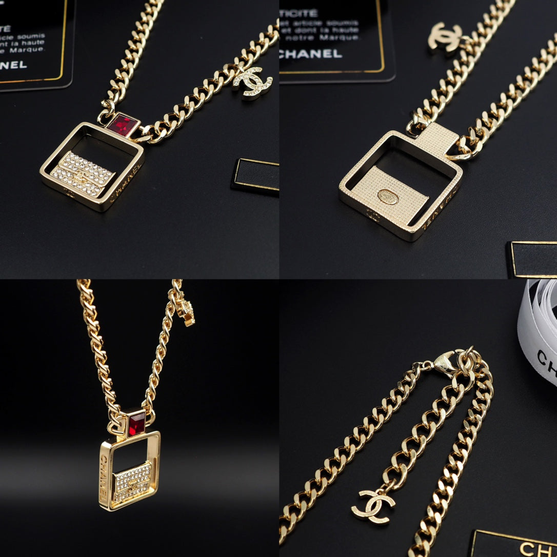 Chanel Red Bag Pendant Necklace