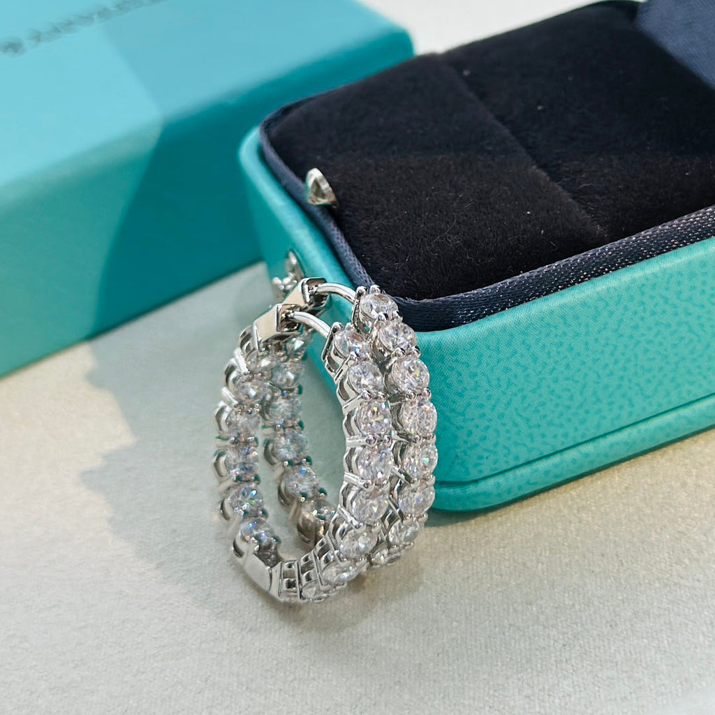 Tiffany Hoop Moissanite Earrings - 18K White Gold