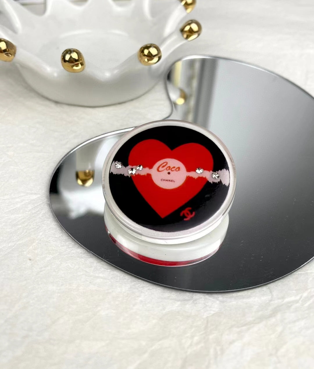 Chanel Red Heart Resin Brooch