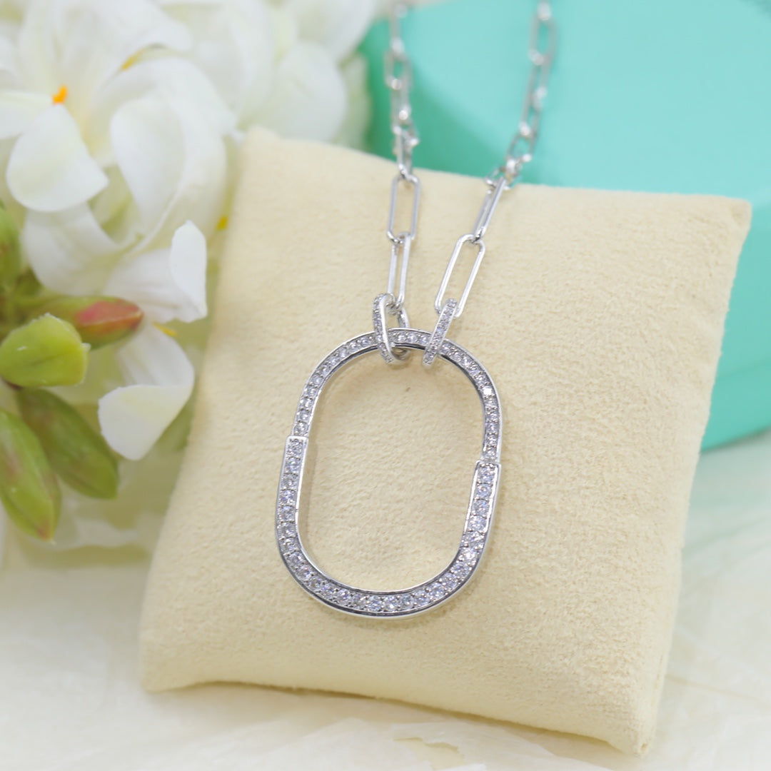 Tiffany Lock Pendant Pave Moissanite Necklace