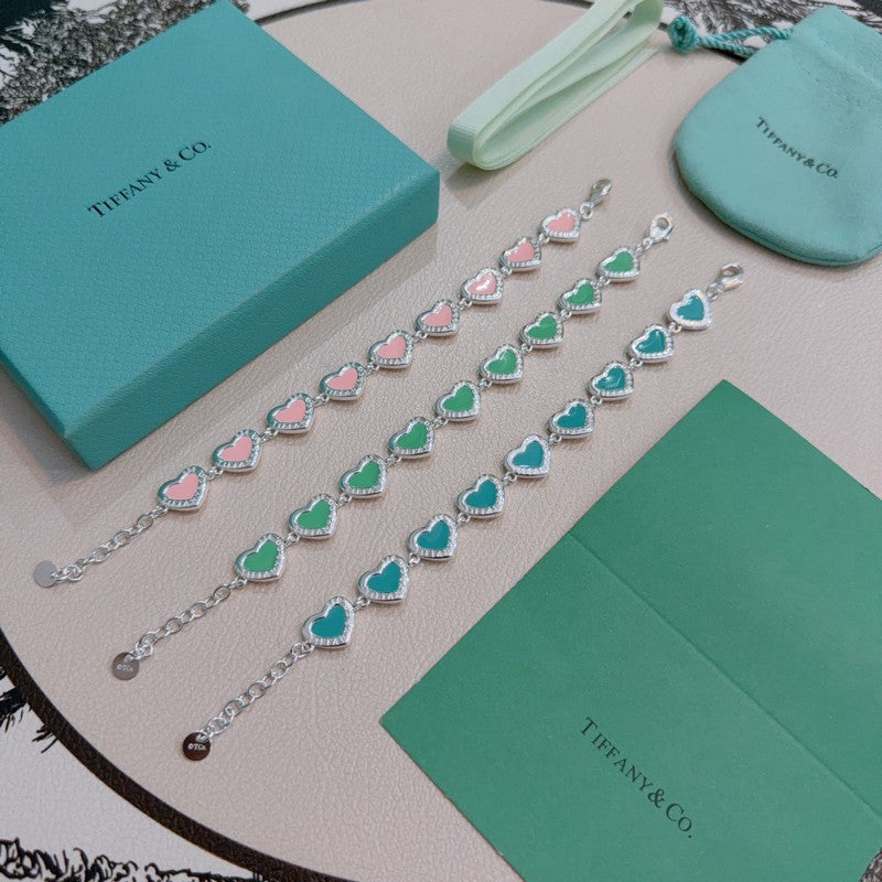 Return to Tiffany Pink Heart Tag Bracelet - 18K White Gold