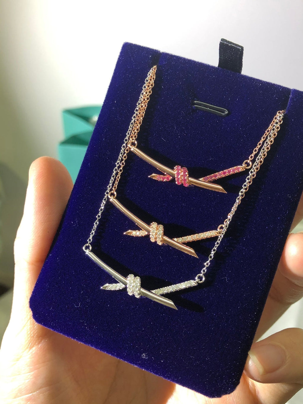 Tiffany Knot Pendant Diamond Necklace