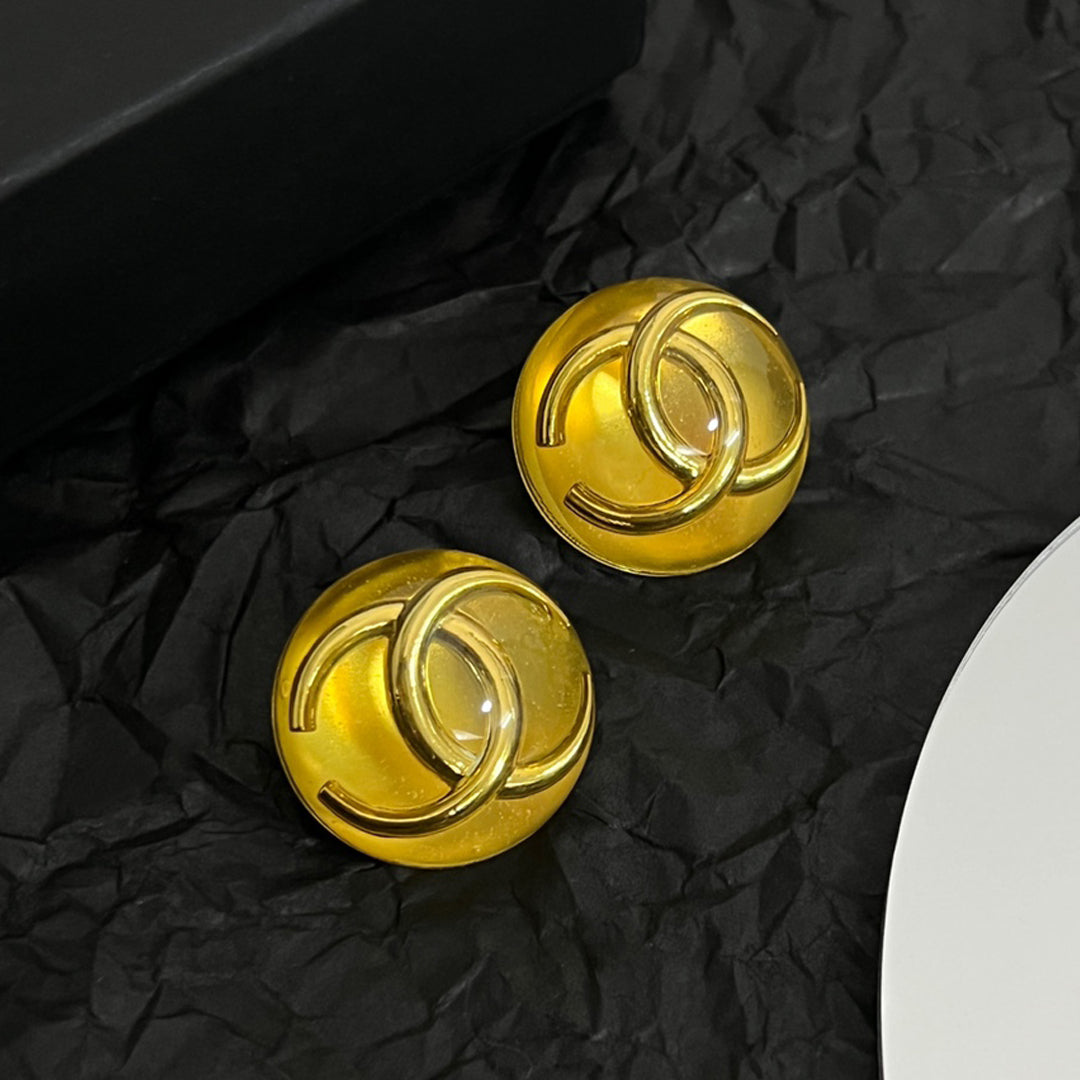 Chanel Vintage Yellow Crystal Earrings - 18K Yellow Gold