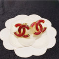 Chanel Red Earrings - 1.8 cm Height - 18K Yellow Gold