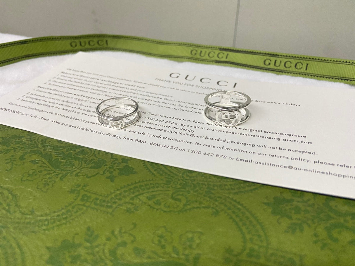 Gucci Double G Interlocking G Thin Open Ring