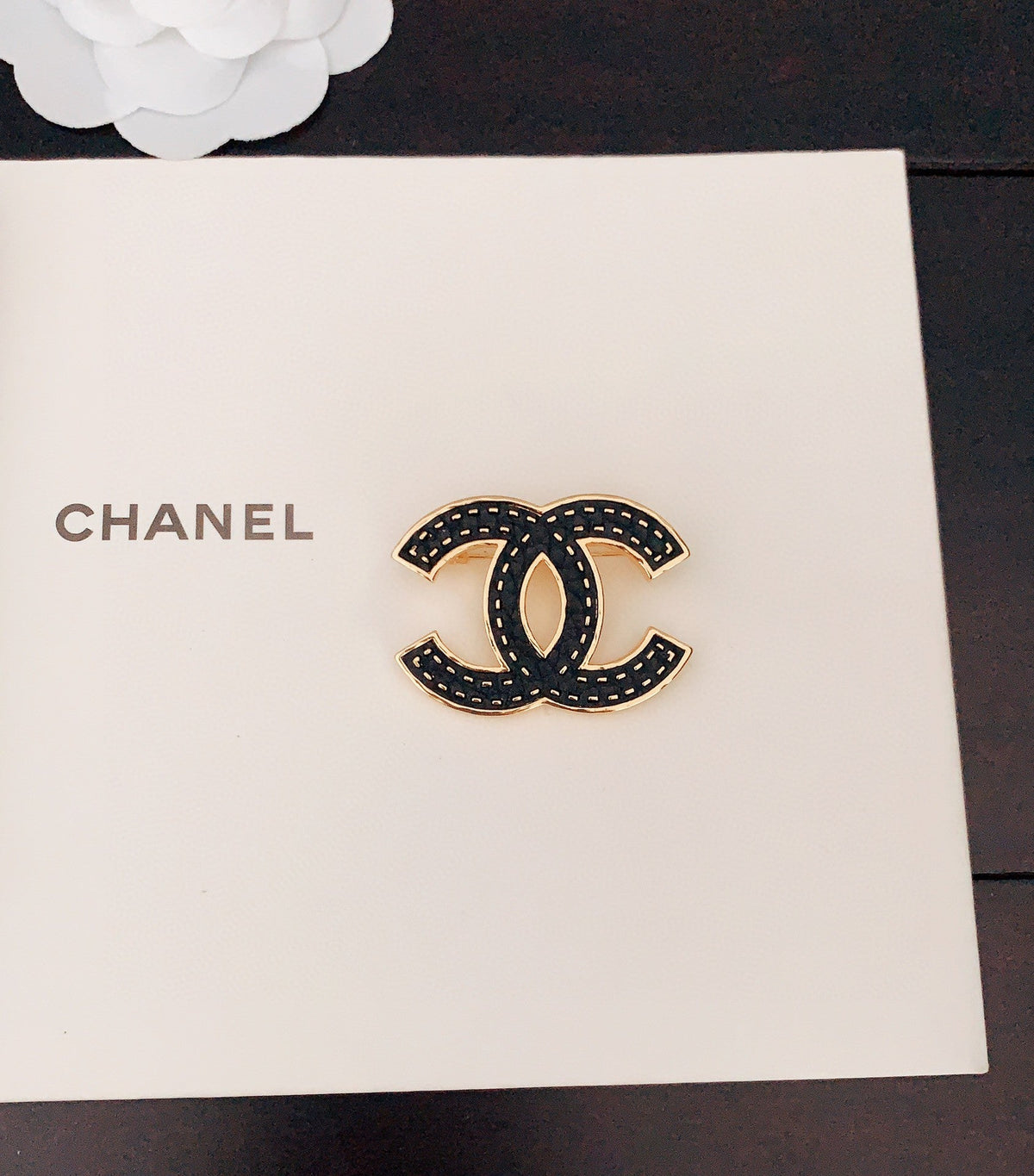 Chanel Black Brooch