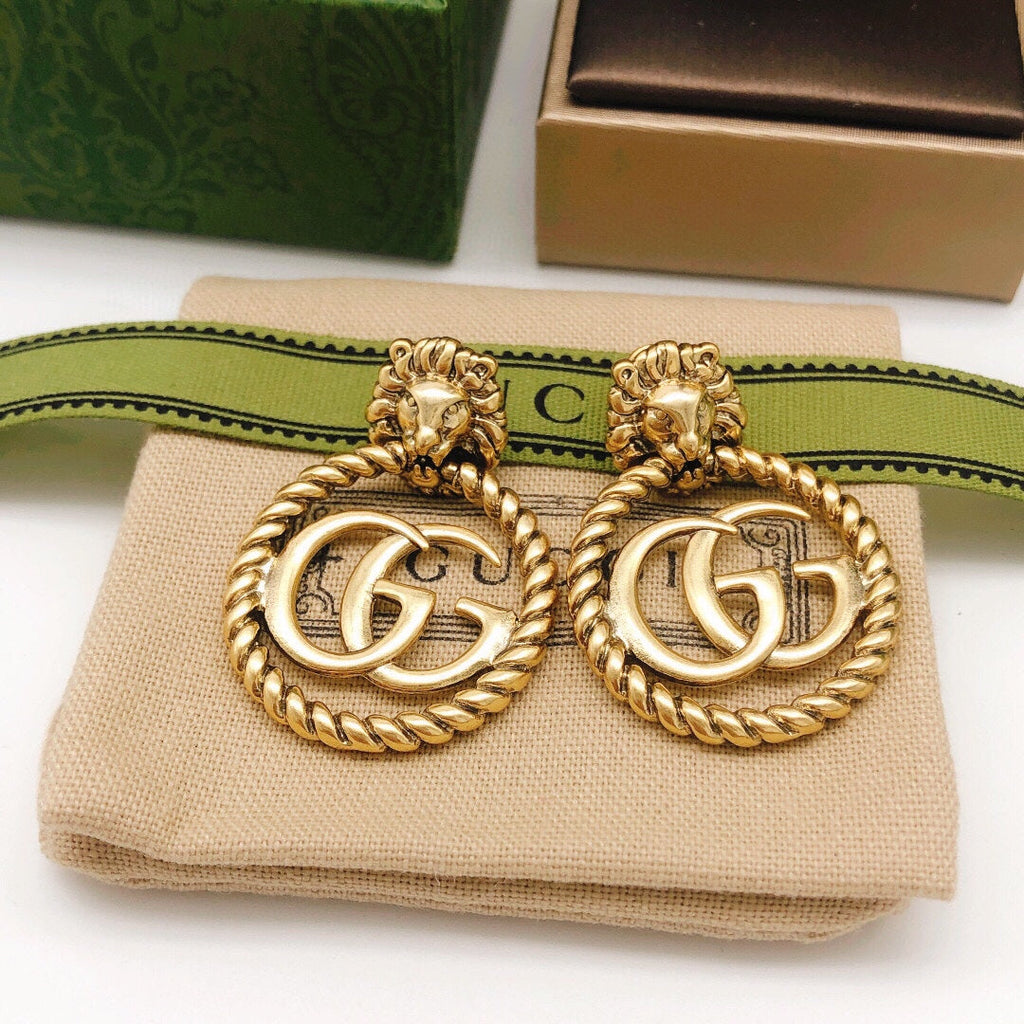 Gucci Double G Pendant Earrings - 18K Yellow Gold