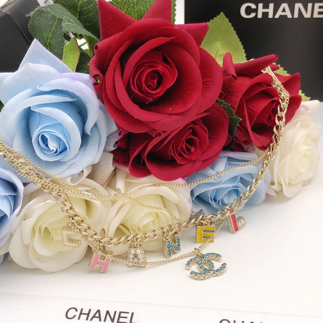 Chanel Color Typo Necklace