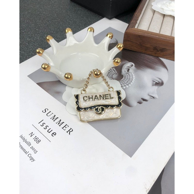 Chanel White Bag Brooch