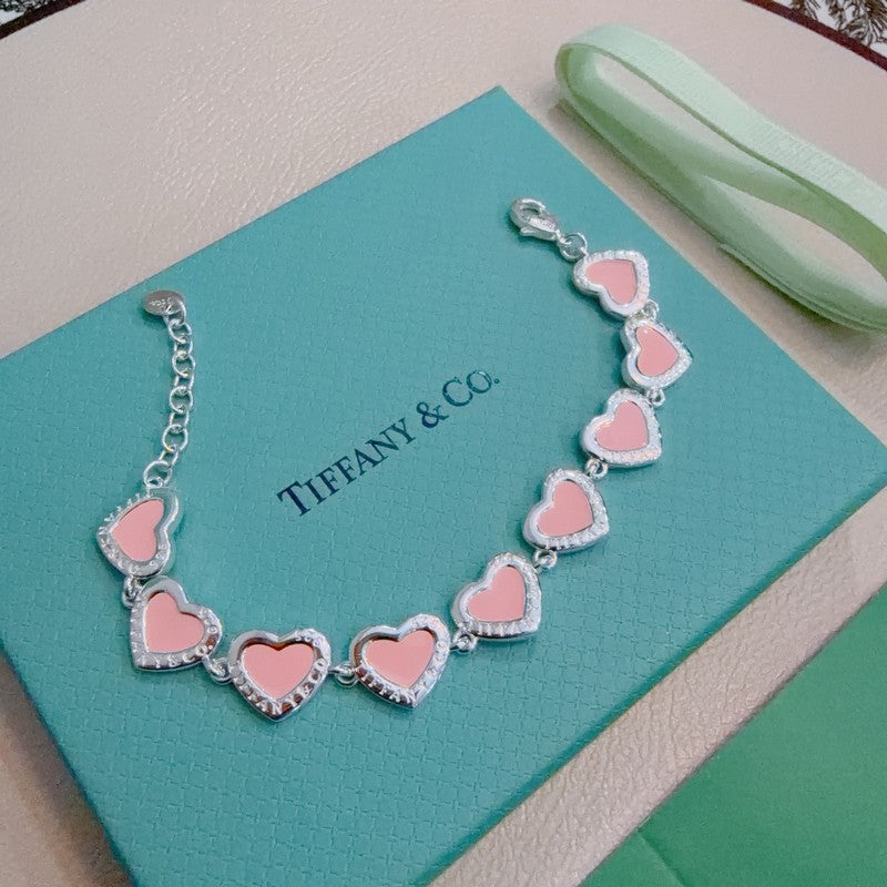 Return to Tiffany Pink Heart Tag Bracelet - 18K White Gold