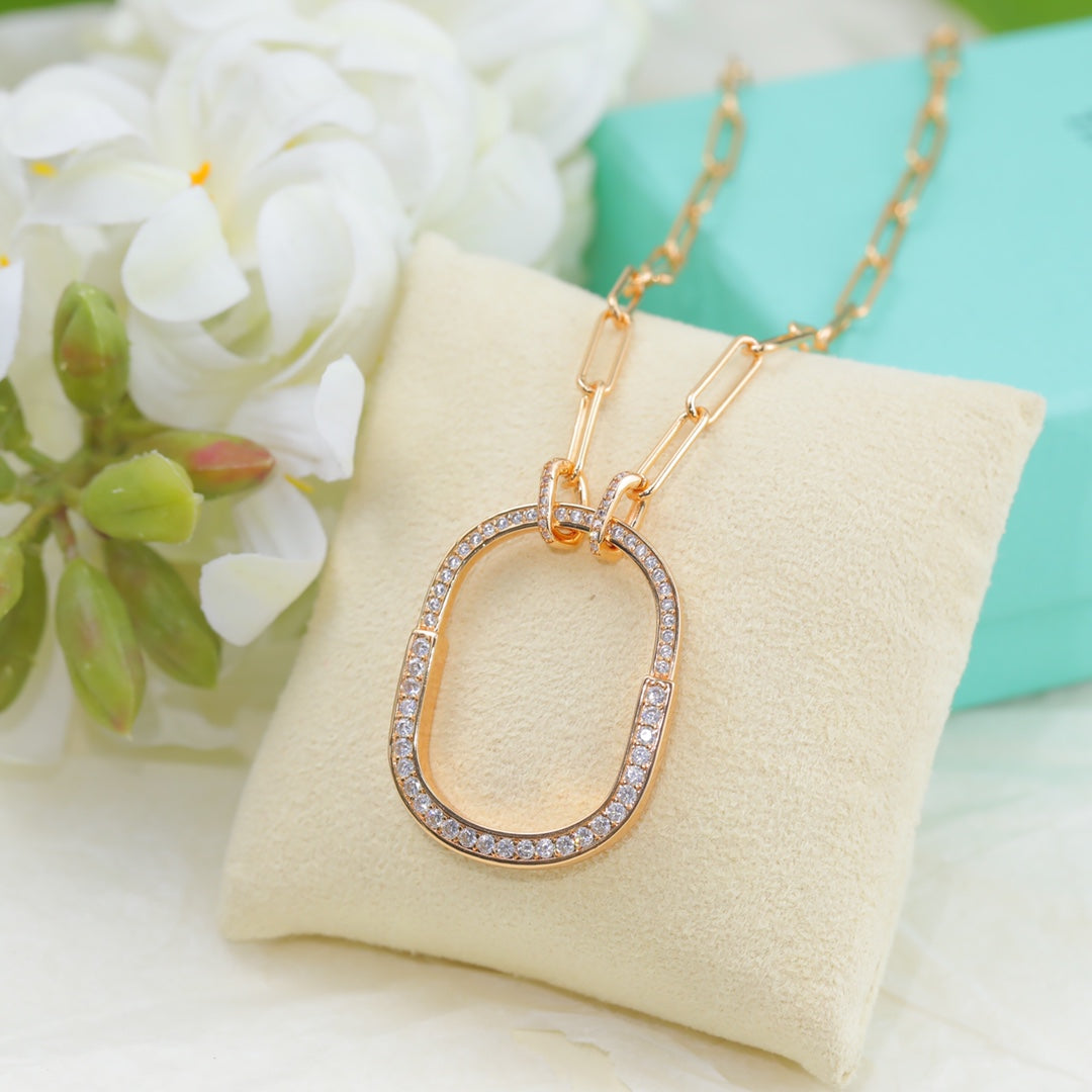 Tiffany Lock Pendant Pave Moissanite Necklace