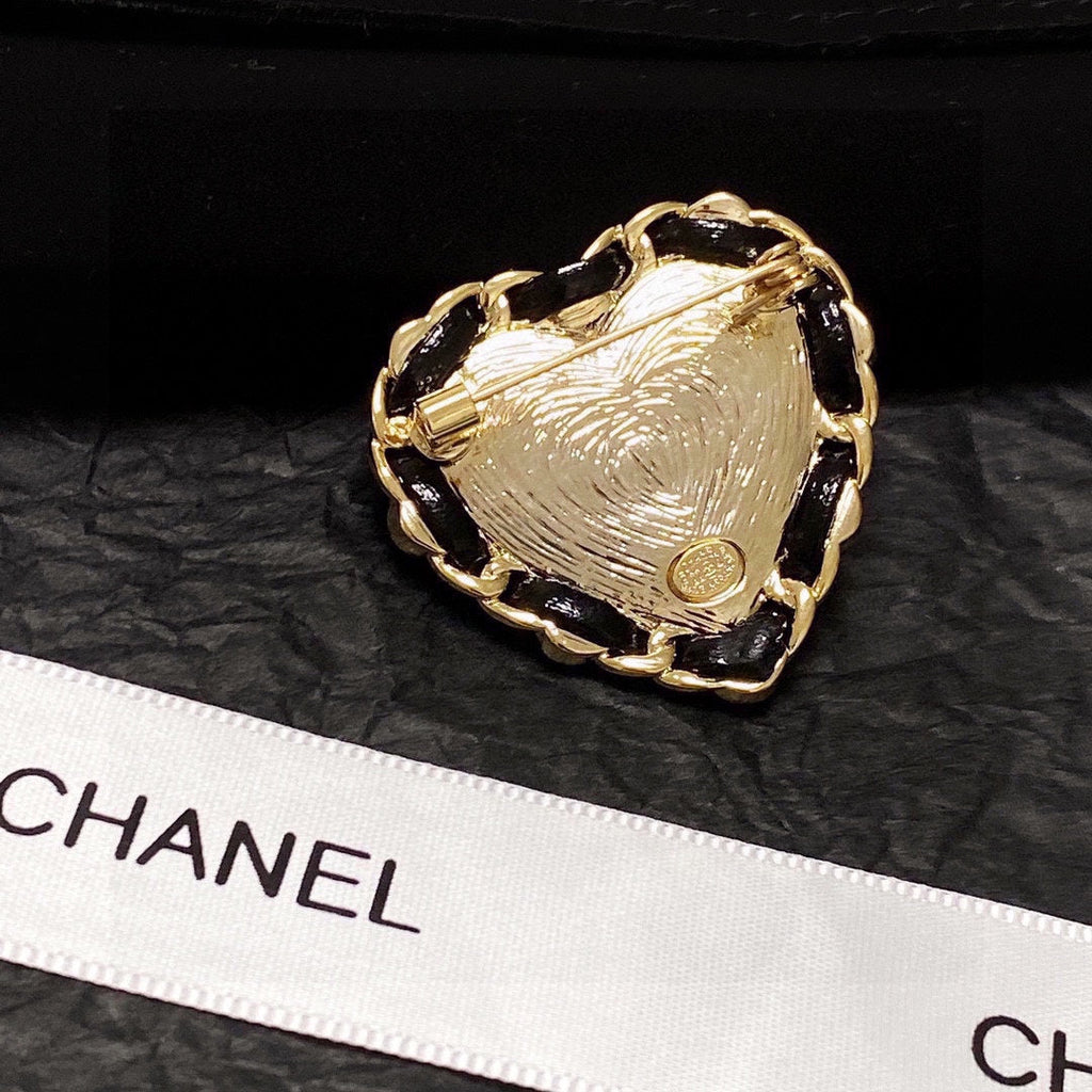 Chanel Red Crystal Heart Brooch