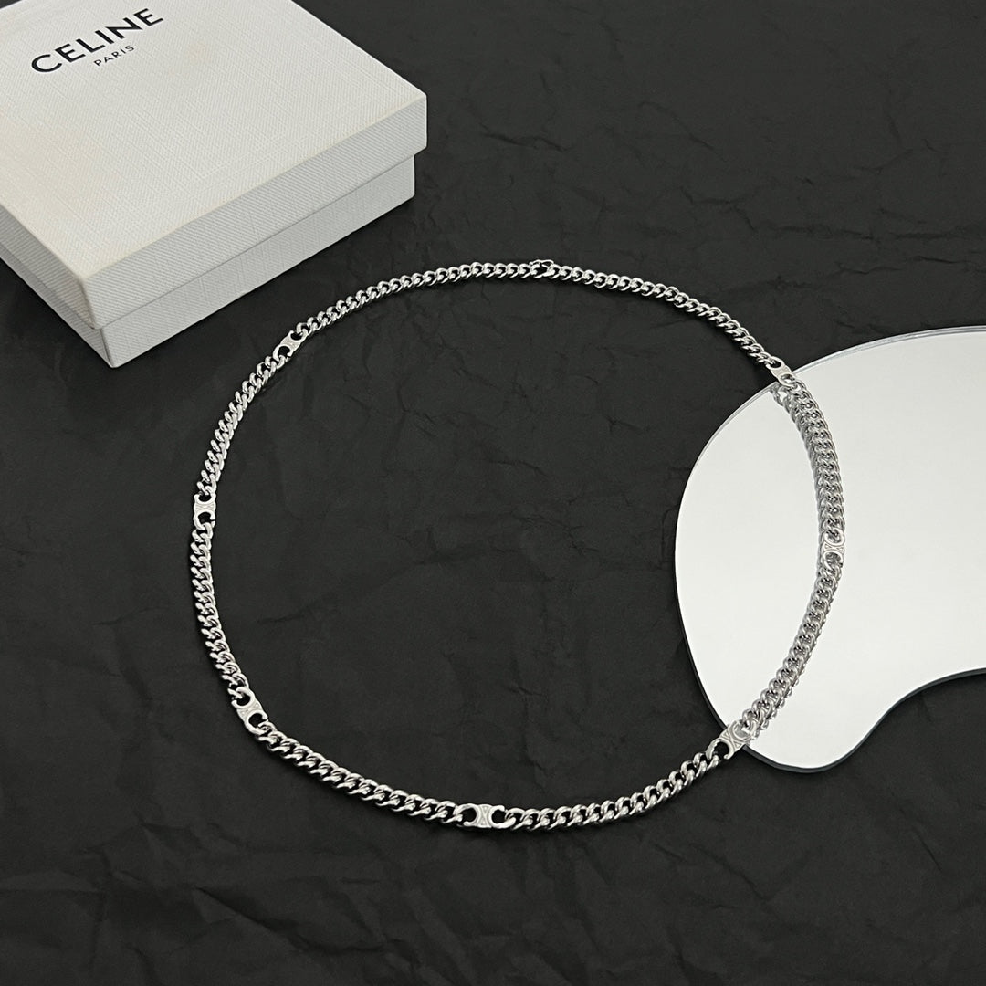 Celine Triomphe Gourmette Chain Necklace