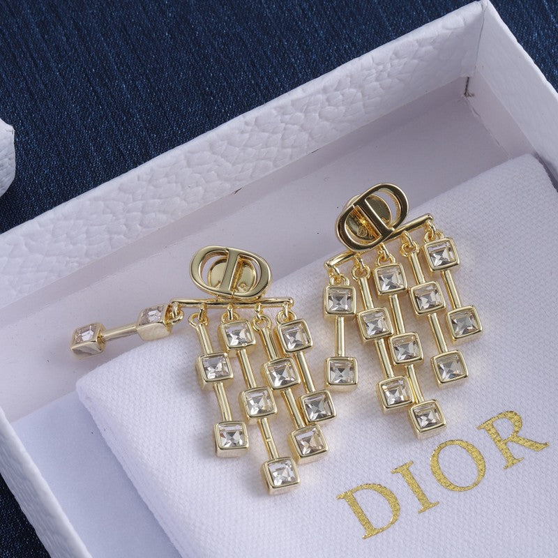Dior Crystal Earrings - 18K Yellow Gold