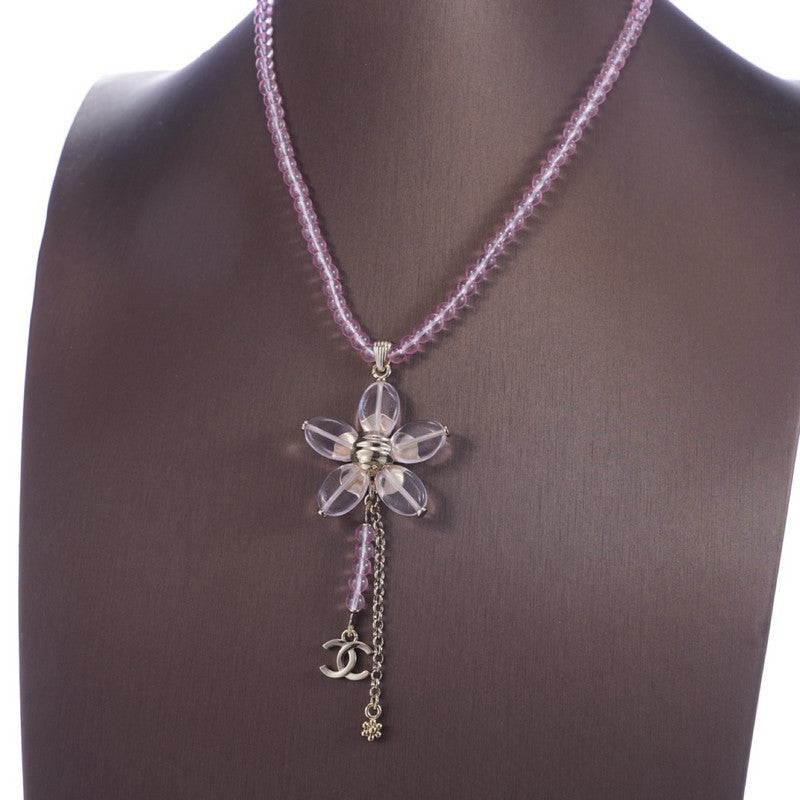 Chanel Purple Crystal Flower Necklace