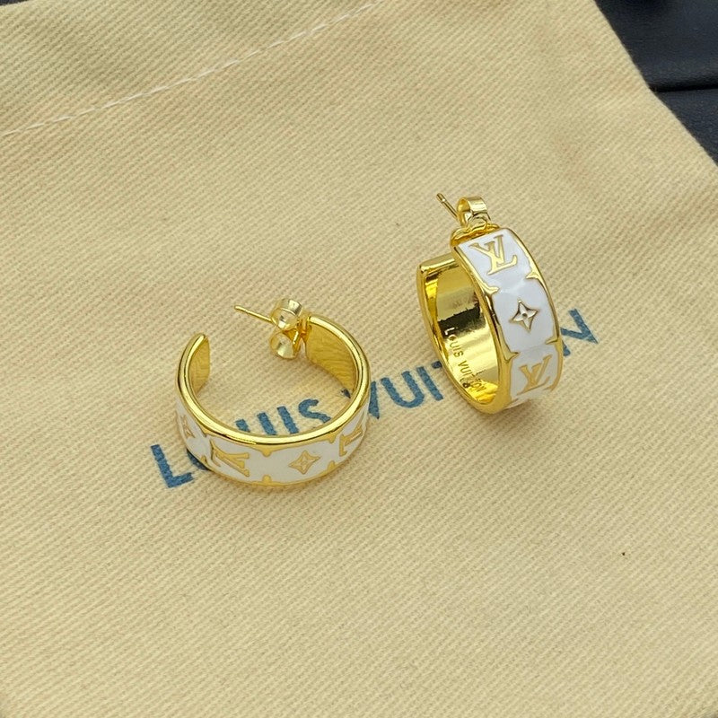Louis Vuitton Nanogram Enamel Earrings - 18K Yellow Gold