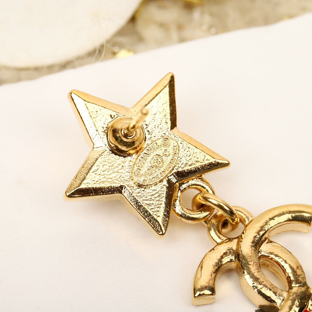 Chanel Star Crystal Earrings - 18K Yellow Gold