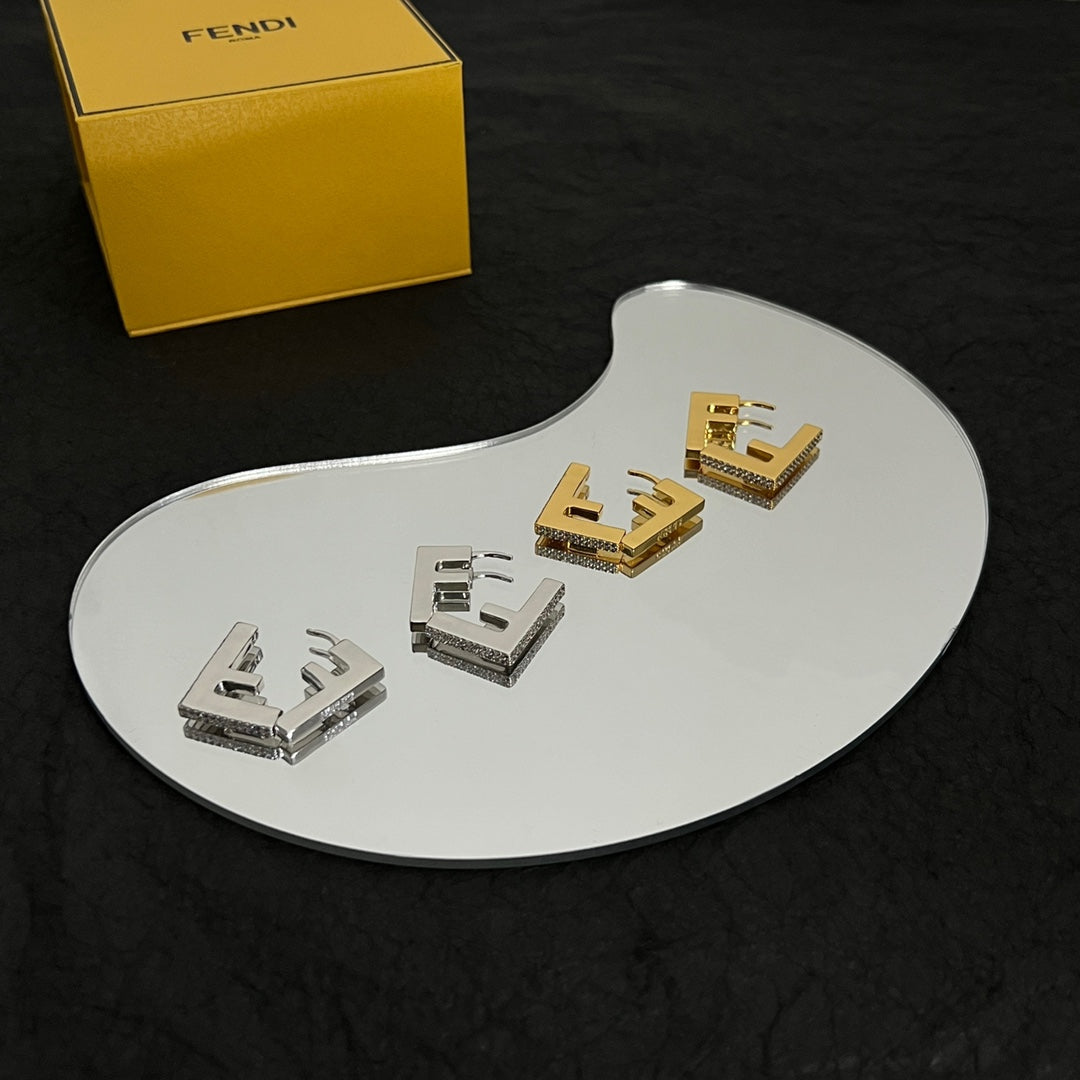 Fendi Forever Crystal Earrings - 18K Gold