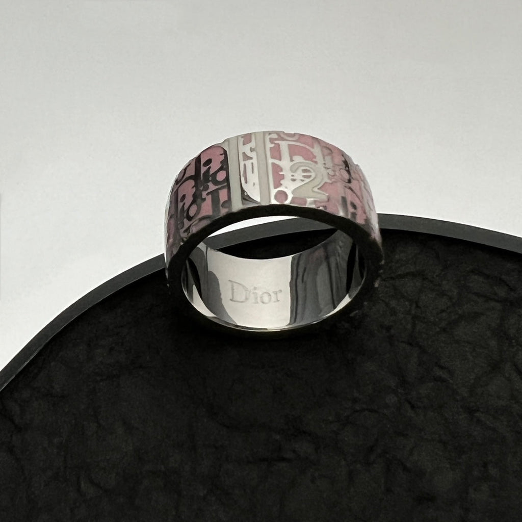 Dior Monogram Enamel Ring - 18K White Gold