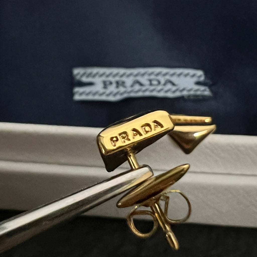 Prada Triangle Earrings - 18K Gold