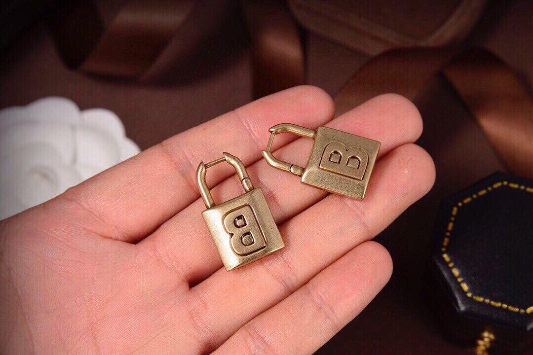 Balenciaga Gold Small Lock Earrings - 18K Gold
