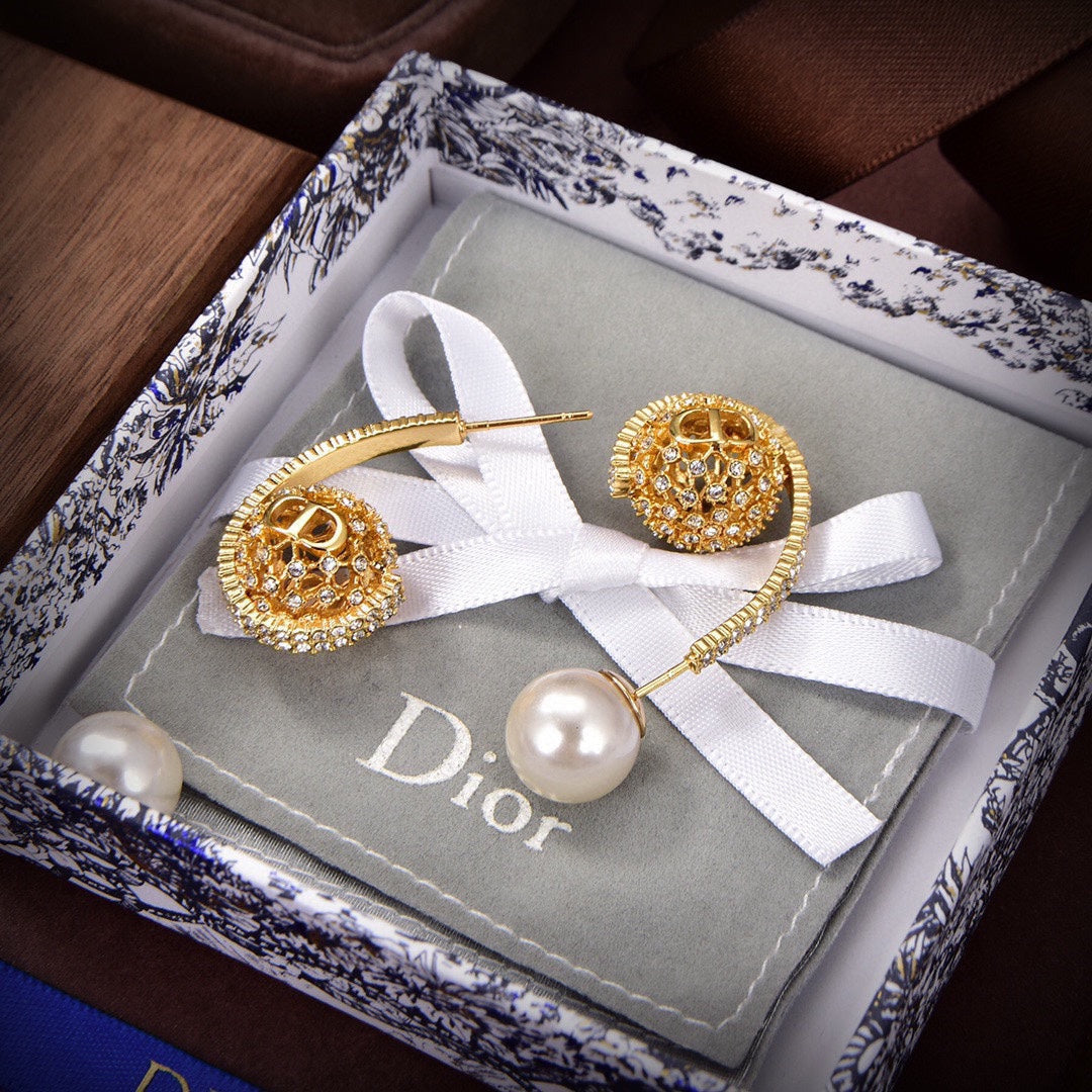 Dior Tribales White Resin Pearl Earrings