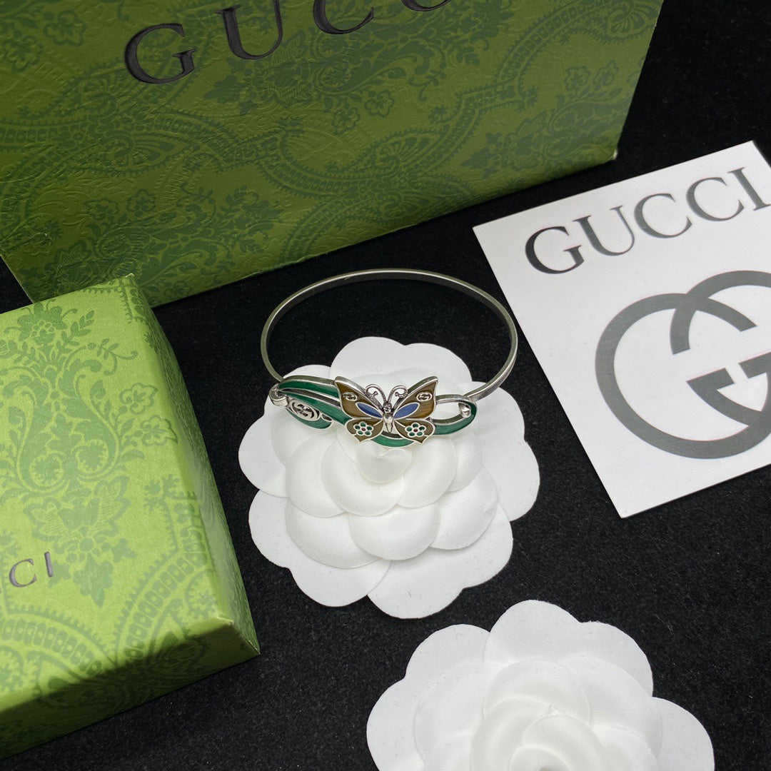 Gucci Double G Interlocking G & Butterfly Bracelet