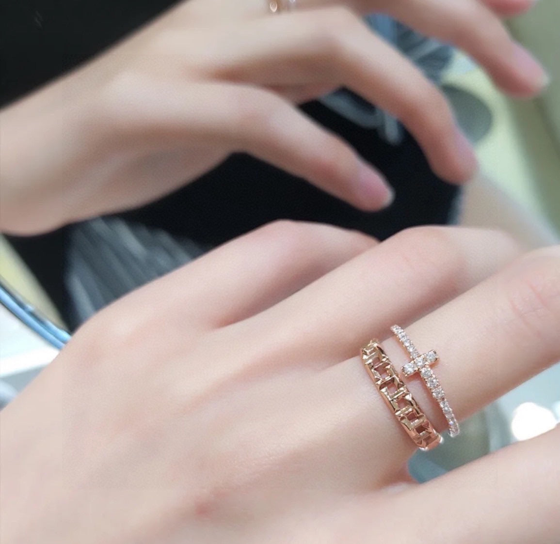 Tiffany Moissanite Wire Ring - 18K Rose Gold
