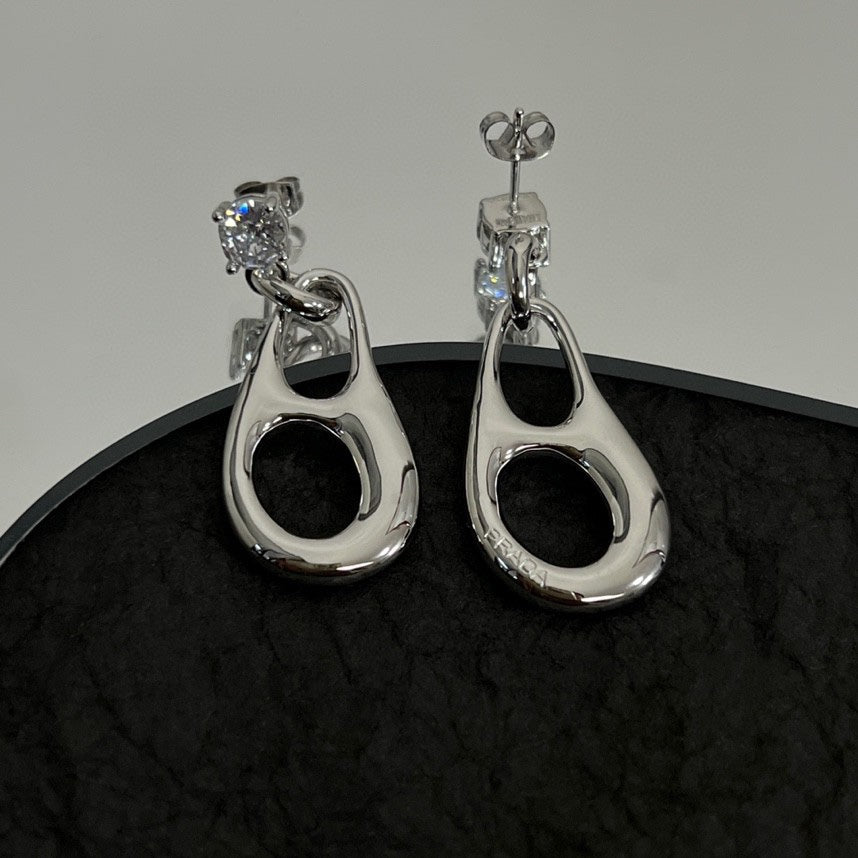 Prada Inverted Triangle Earrings - 18K Gold