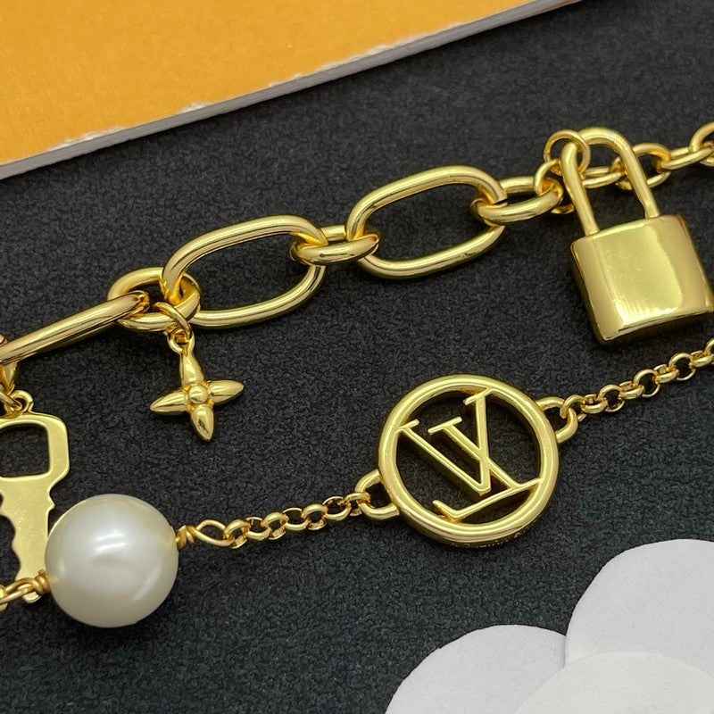 Louis Vuitton Pearl Lock Gold Bracelet