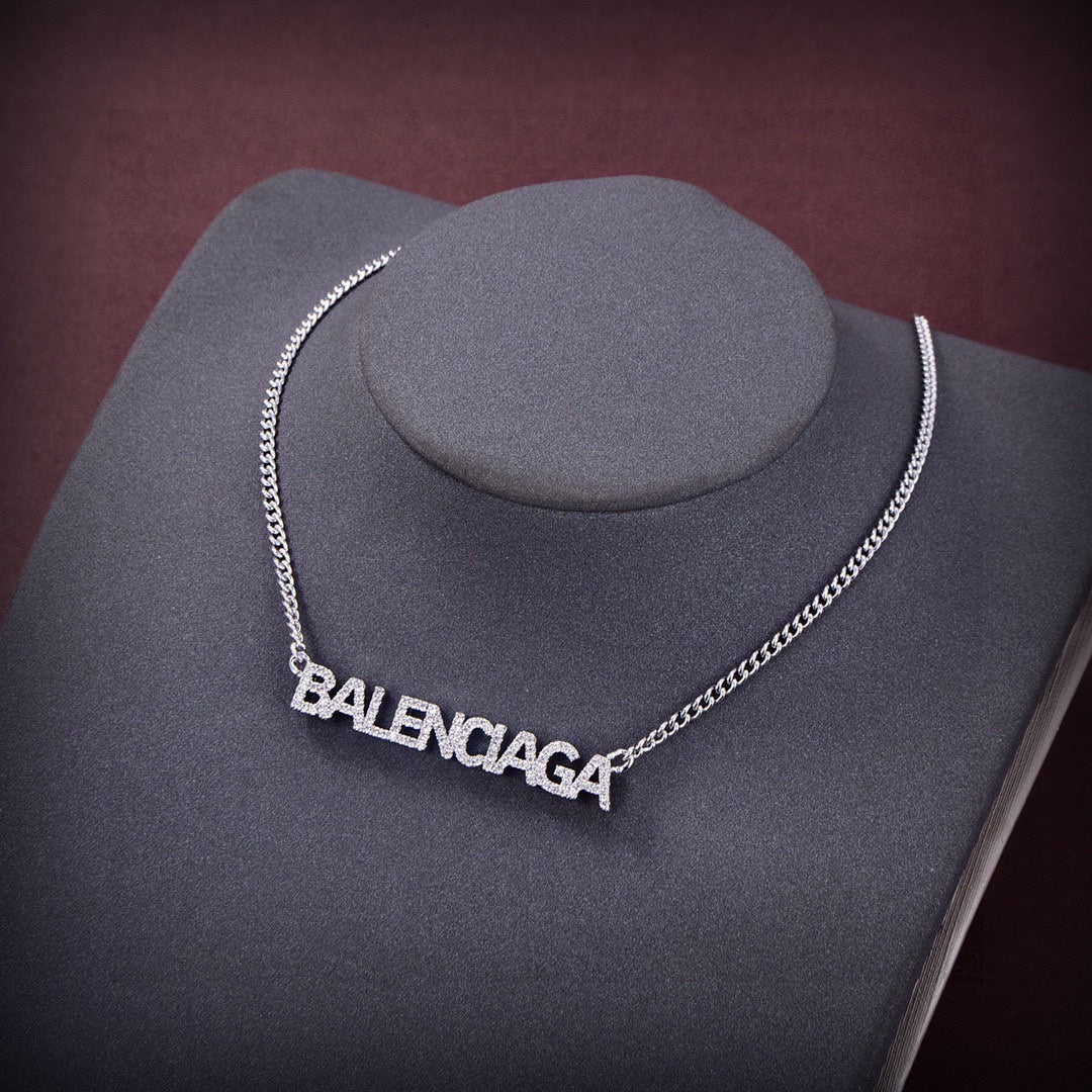 Balenciaga Typo Crystal Necklace