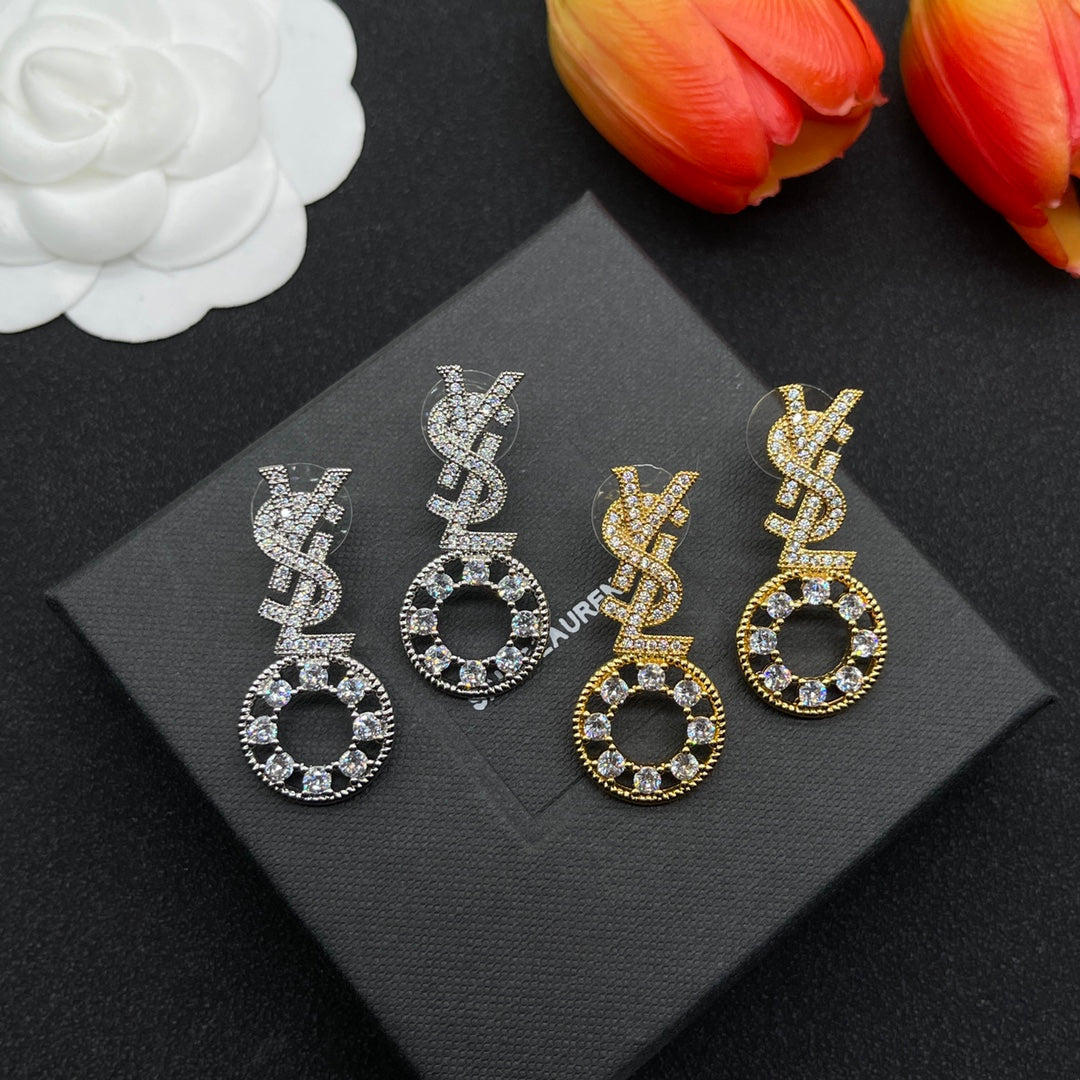 YSL Diamond Earrings - 18K Gold
