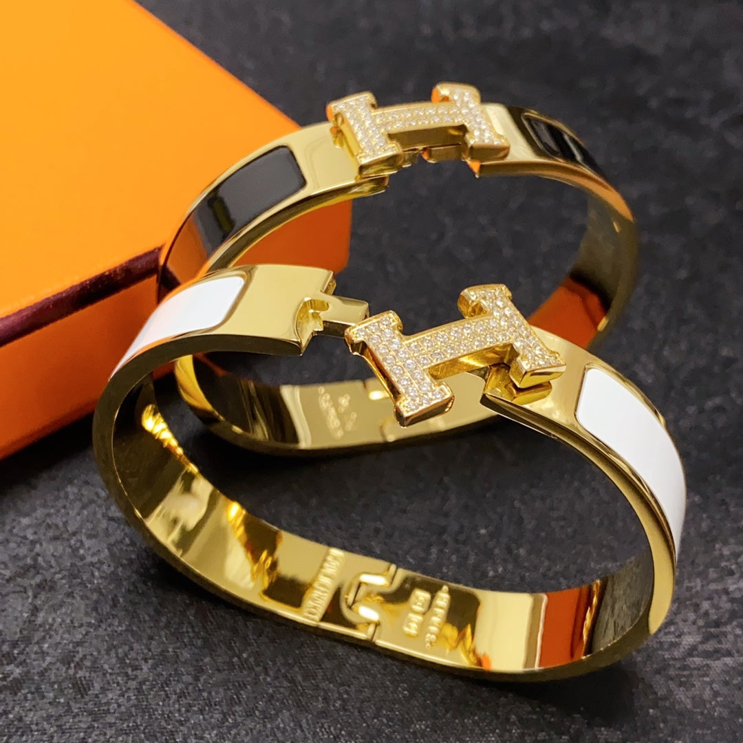Hermes Clic H Moissanite Bracelet