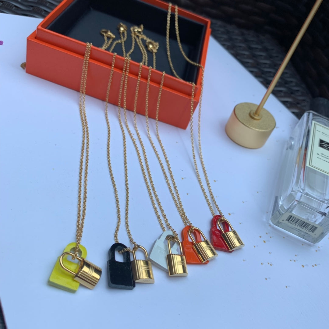Hermes O'Kelly Orange Pendant Necklace