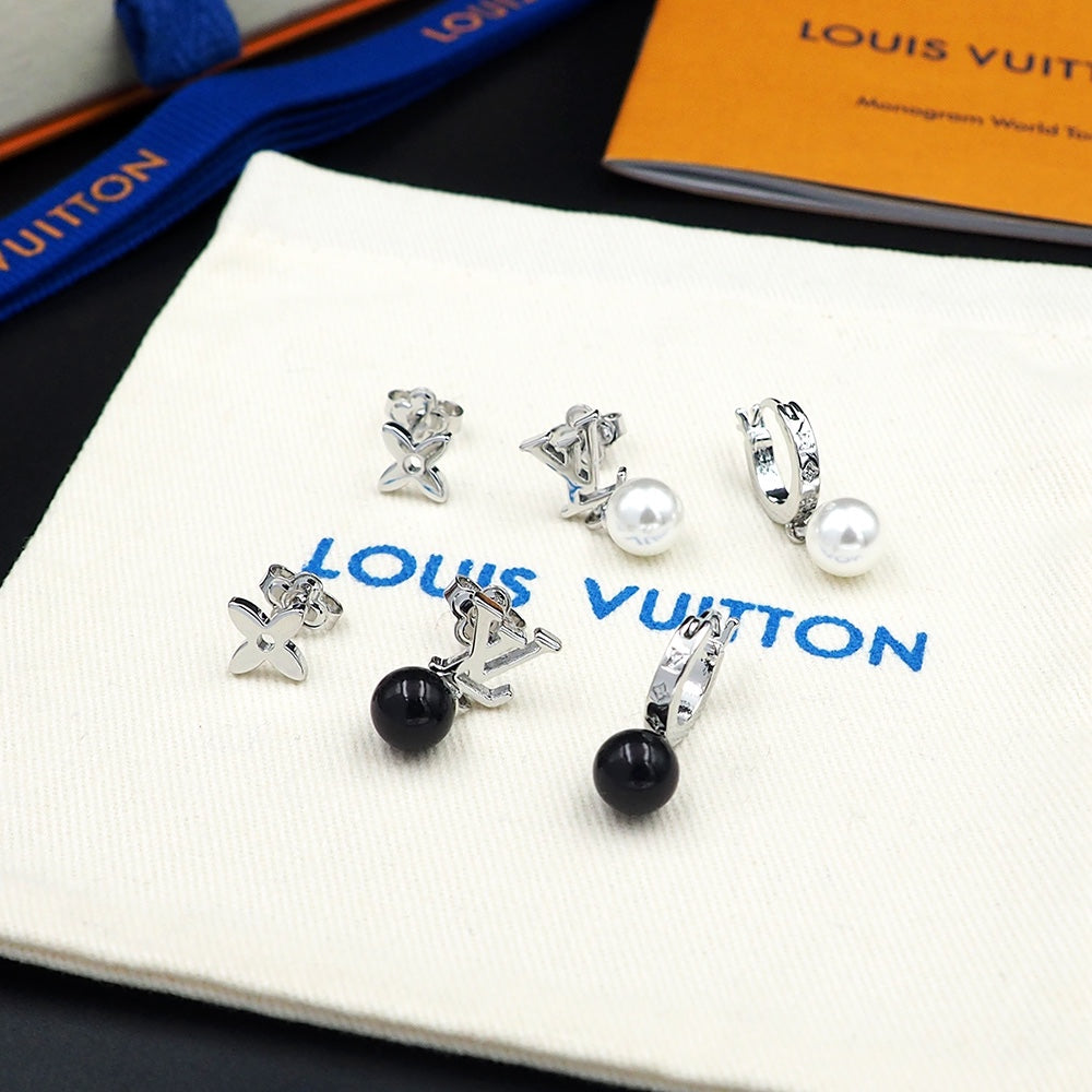 Louis Vuitton Monogram Pearl Earrings - 18K White Gold