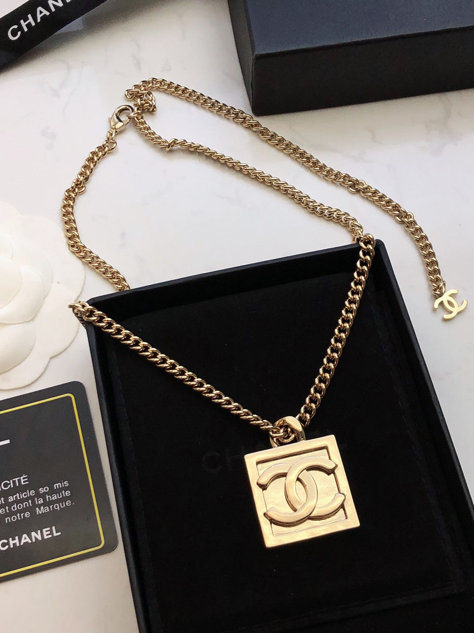 Chanel Square Logo Necklace