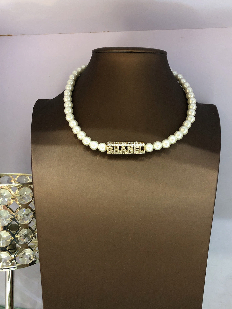 Chanel Script Pearls Chain Necklace