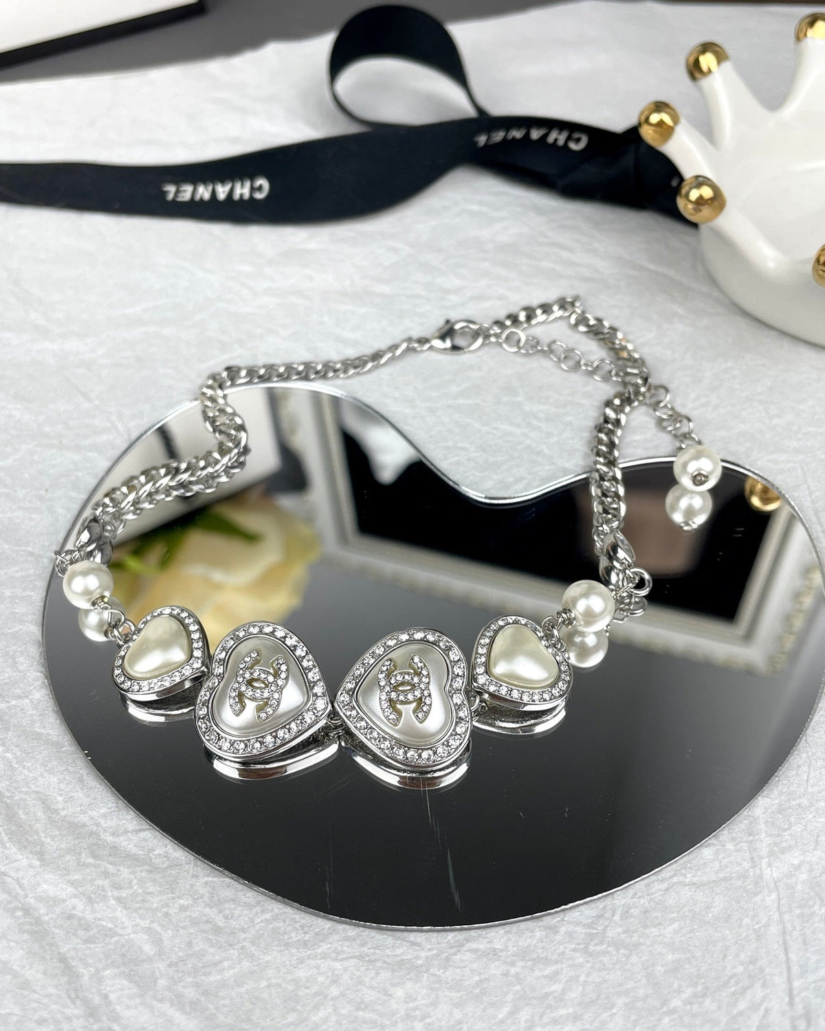Chanel Heart Crystal Necklace