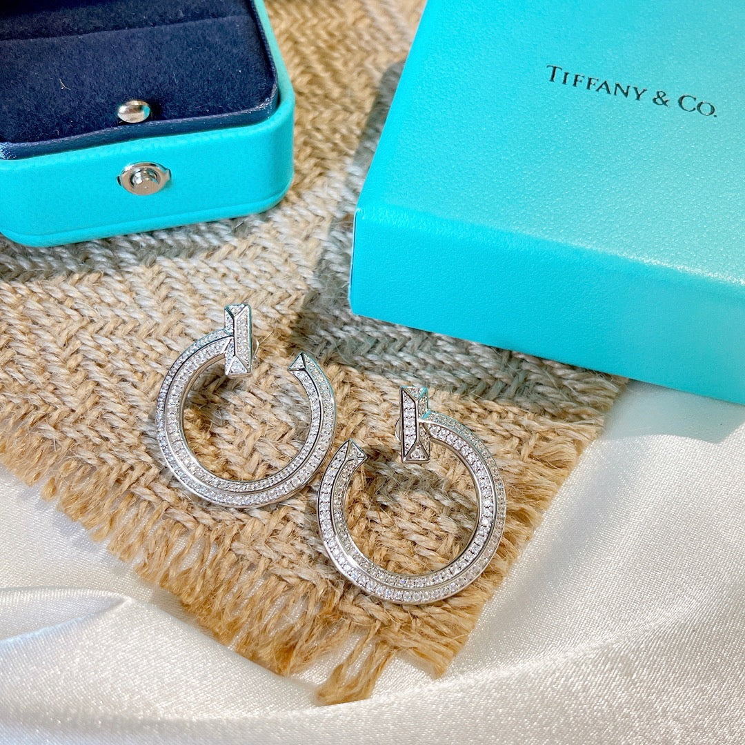 Tiffany T1 Open Hoop Earrings - 18K White Gold