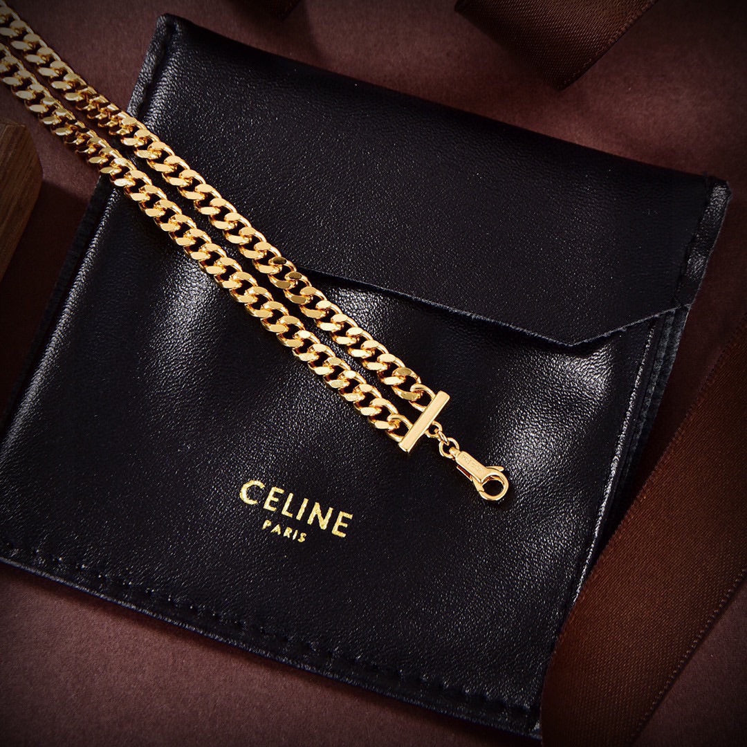 Celine Triomphe Gourmette Necklace