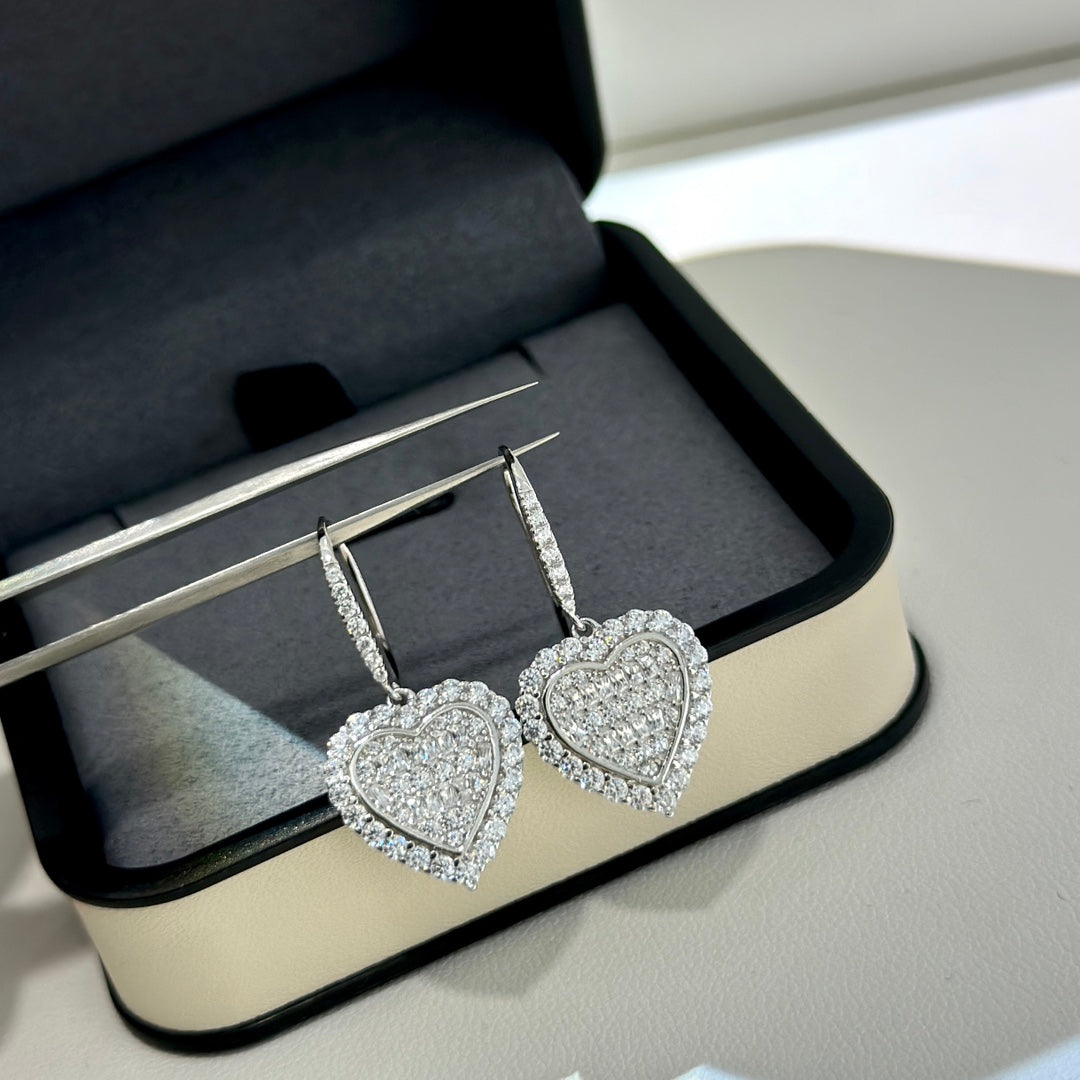 Tiffany Heart Diamond Earrings - 18K White Gold