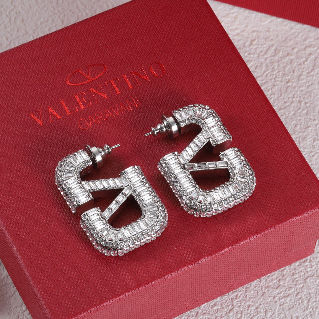 Valentino Crystal Earrings - 18K White Gold