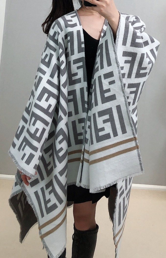 Fendi Geometric Trim Shawl — model