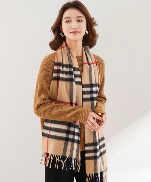 Burberry Fringed Plaid Scarf — model